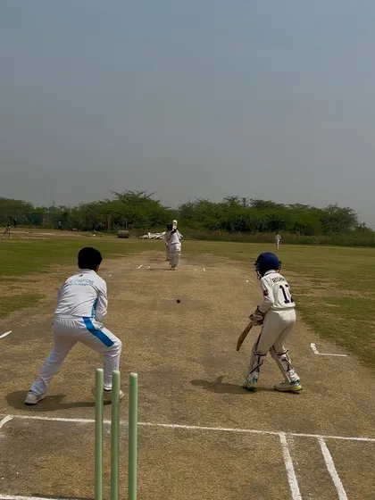 A view from behind the stumps during the final of the Summer Cricket Cup.
