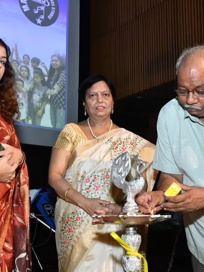 The lamp lighting ceremony, a symbol of knowledge and enlightenment, marks the official start of our Annual Day event. Our honorable guests come together to perform this auspicious tradition.