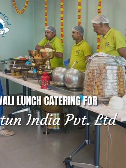 A live chaat counter set up for a Diwali lunch at Jotun India. Offering interactive food stations like this is a great way to add energy and excitement to any corporate festive celebration.