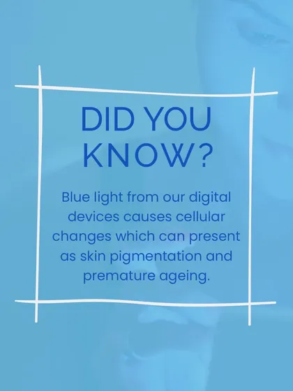 Did you know blue light from digital devices can cause cellular changes that present as pigmentation and premature aging? This is why protection is key, even indoors.