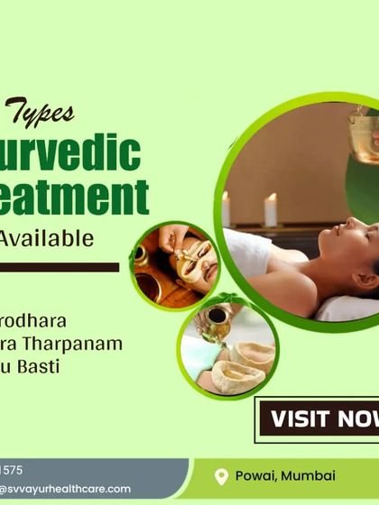 We offer a wide range of traditional Ayurvedic treatments at our clinic. This includes therapies like Shirodhara for stress relief, Netra Tharpanam for eye health, and Janu Basti for knee pain.