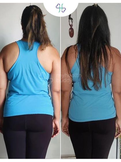 Back view of Ishani's transformation.