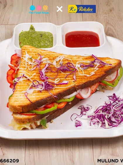 A hearty and delicious grilled vegetable sandwich, perfect for a light meal or a snack during your event.