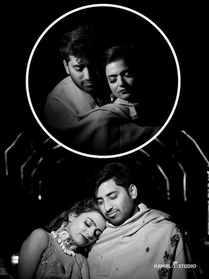 Artistic black and white portraits that focus on the quiet, intimate moments shared between a couple during their pre-wedding festivities.