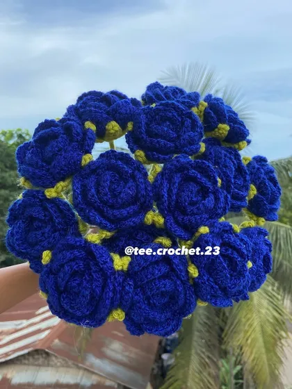 A striking bouquet of royal blue roses.