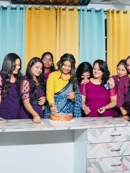 It's not a celebration without cake. A happy moment with my students.