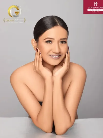 Another contestant from Miss Glare India 2022, showcasing a clean and polished makeup look.