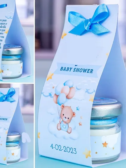 This is one of our most popular baby shower packaging designs. The little teddy bear and balloon theme is just so adorable and perfect for celebrating a new arrival.
