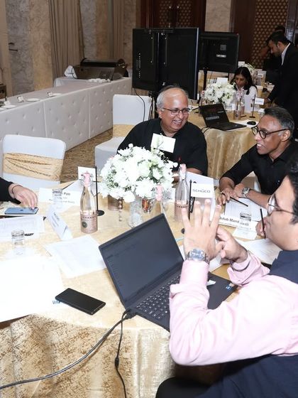 A candid moment during the jury deliberations for the Aces of Space awards.