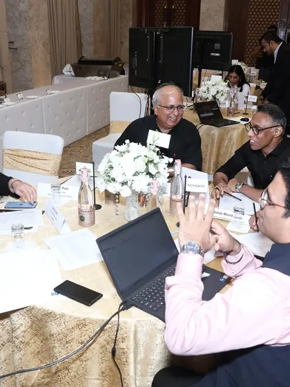 A candid moment during the jury deliberations for the Aces of Space awards.