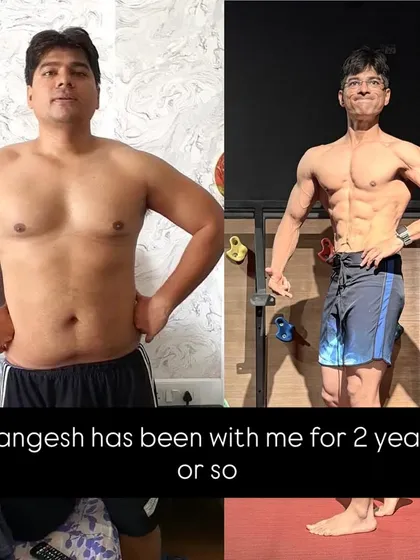 Mangesh has been with me for two years, and his transformation is a testament to long term consistency. He never paused his plan, even when life got busy, proving that the secret to life changing results is to just keep going.
