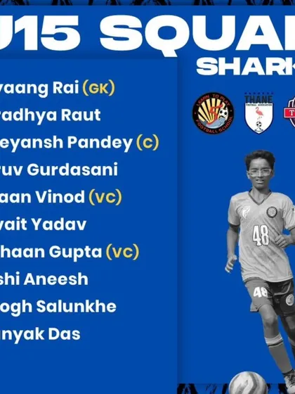 The second part of our U15 Sharks squad announcement, highlighting the captain, vice-captains, and goalkeeper.