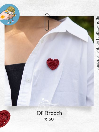 Wear your heart on your... shirt! This is my 'Dil' brooch, a simple red heart that you can pin anywhere to add a little bit of love.