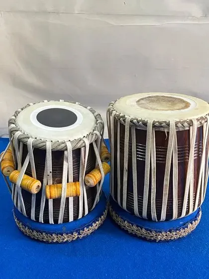 A newly delivered professional tabla jodi. We supply high-quality percussion instruments for all musical needs, ensuring each pair is matched for tone and quality.