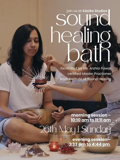 An invitation to a relaxing sound bath session, offering our community a unique way to de-stress and rejuvenate through sound and vibration.
