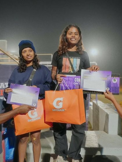 Celebrating the winners of the Women's Speed Run. These athletes demonstrated incredible speed, agility, and precision on the course.