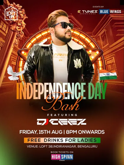 I get booked for the biggest nights at Bengaluru's top venues. This professional poster for my Independence Day Bash at Loft 38 shows the level of quality and excitement you can expect from my events.