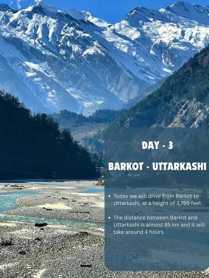 Char Dham Yatra Day 3: A beautiful 4-hour drive from Barkot to Uttarkashi, surrounded by the stunning landscapes of the Himalayas.