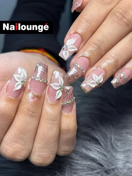Another angle of this beautiful 3D floral set, showing the dimension and sparkle of the glitter and rhinestones.