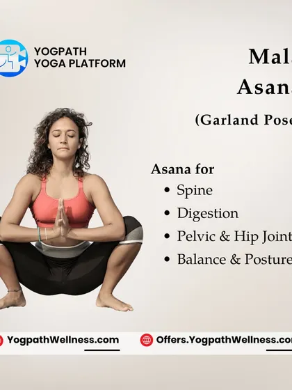 Malasana, or Garland Pose, is a fundamental squatting pose that benefits the spine, hips, and digestive system. It is excellent for improving posture and balance, and we often use it as a grounding pose in our classes.