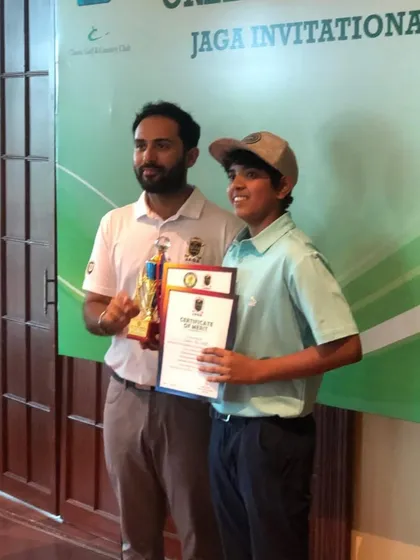 Vivaan Rai Singh with his 2nd Runners up trophy from the Junior Golf Tournament at ITC Classic.