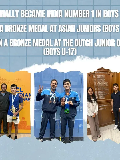 Shaurya Bawa's list of achievements on his way to the top, including becoming India Number 1 and winning medals at the Asian Juniors and Dutch Junior Open.