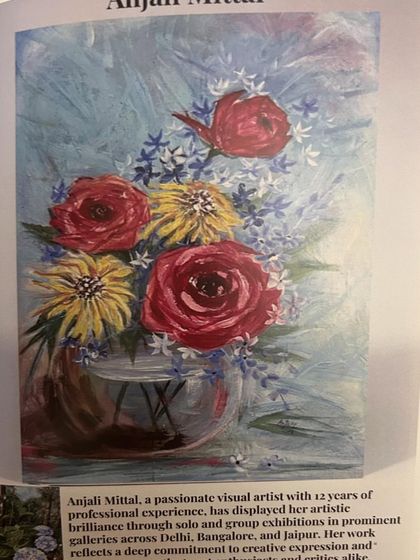 Feeling proud to see my floral painting featured in the coffee table book, "Srijan." It's always an honor to have my work published and shared.