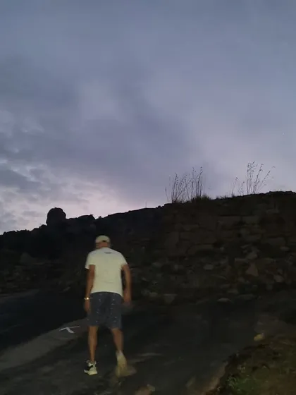 The pre-dawn hike up the rocky terrain of Minchukallu Betta. We start in the dark to catch the first light of day.