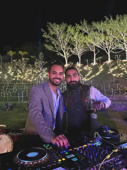 At the console with DJ Ganesh during a celebrity wedding in Udaipur. We collaborate with top industry professionals to ensure a seamless and high-quality event.