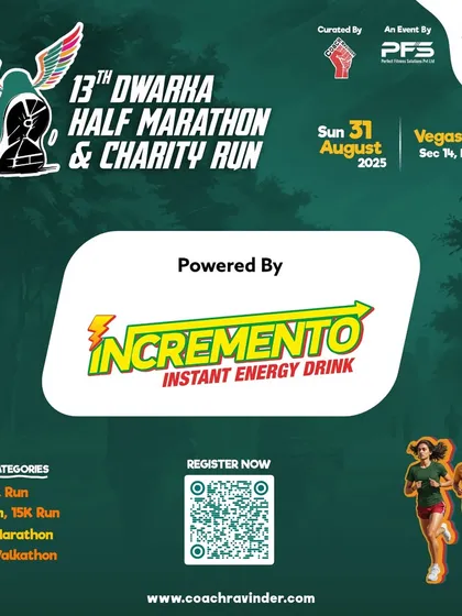 The Dwarka Half Marathon, powered by Incremento Instant Energy Drink.