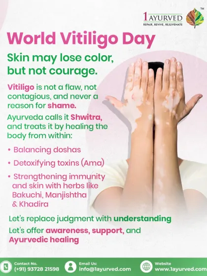 Vitiligo, known as Shwitra in Ayurveda, is not just a skin condition; it is a signal from the body about internal imbalances. Our approach focuses on detoxifying the body, balancing the doshas, and strengthening immunity to manage the condition from within, not just on the surface.