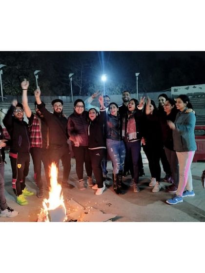 The team gathers around the bonfire for our Lohri celebration. It's moments like these that make our community so special.