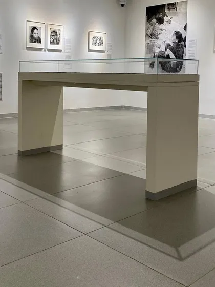 The play of light and shadow in a gallery at the Museum of Art and Photography (MAP). The lighting is designed to be precise and functional for the art, while also creating a calm and contemplative atmosphere in the space.