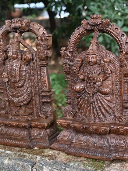 The Balaji and Padmavathi pair shown from a side angle, highlighting their three-dimensional quality.