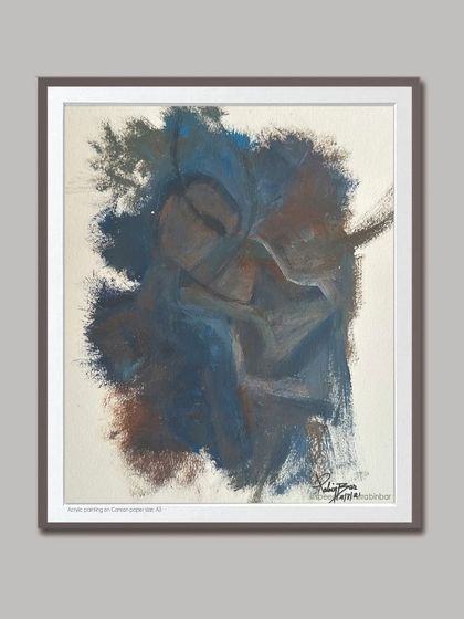 My untitled abstract acrylic painting, framed and ready to be displayed.