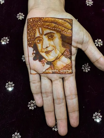 A portrait mehandi of the actor Sumedh Mudgalkar, who beautifully portrays Lord Krishna. A tribute to his art and the divine role he plays.