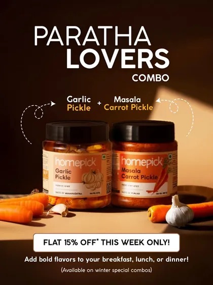Nothing beats a hot paratha with a side of flavourful pickle. Our Paratha Lovers Combo, featuring Garlic Pickle and Masala Carrot Pickle, is the perfect companion for your winter meals.