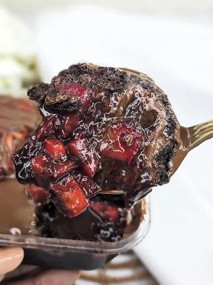 One more look at that perfect bite. The combination of soft cake, juicy strawberries, and creamy Nutella makes this our most requested dessert, especially during strawberry season in Mumbai.