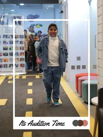 A cool denim-on-denim look for this young man at the auditions. He's walking with the confidence of a seasoned model.