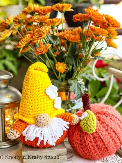Autumn has the best colors. Here is my roly-poly Pumpkin Gnome, a cheerful character that embodies the cozy spirit of the fall season.