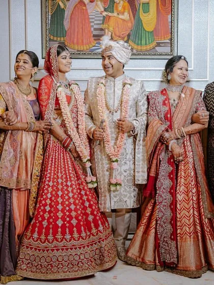 A beautiful family portrait, capturing the joy and togetherness of the wedding day. I ensure that these precious moments with loved ones are just as important as the grand ceremonies.