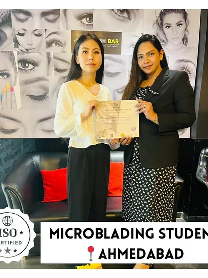 This is the moment it all comes together. Our student, Harshini, receiving her internationally recognized ISO certificate after completing her microblading training, ready to start her professional career.