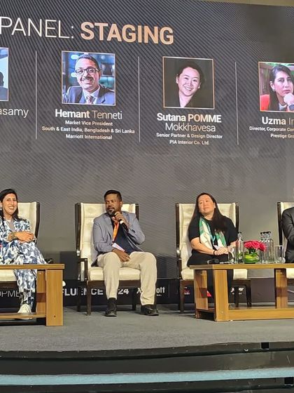 Another view of the 'Staging' panel, showing the engaging discussion between industry leaders.