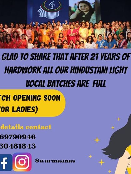 A proud moment to share that after 21 years of hard work, all our Hindustani Light Vocal batches are full. We are always opening new ones to welcome more singers.