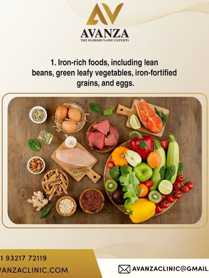 Iron is critical for hair growth, and a deficiency is a common cause of hair loss. We recommend iron-rich foods like lean beans, green leafy vegetables, and eggs to support your hair health.