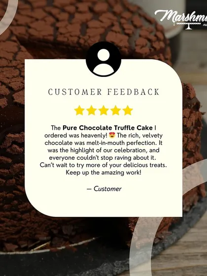 "The Pure Chocolate Truffle Cake I ordered was heavenly! It was the highlight of our celebration." I'm so happy to hear that everyone enjoyed this rich, chocolatey treat.