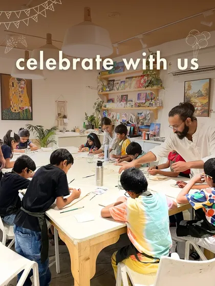 Let's celebrate. Our studio transforms into the perfect art party venue for birthdays and special occasions, where kids get to create together in a fun, guided session.