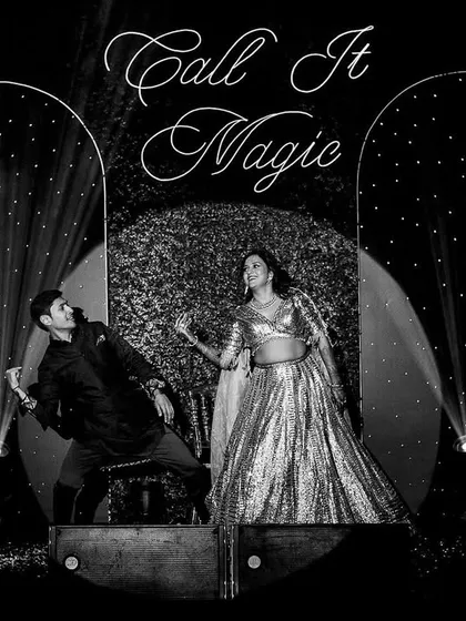 The couple's performance on a stage with a "Call It Magic" sign and a confetti blast.