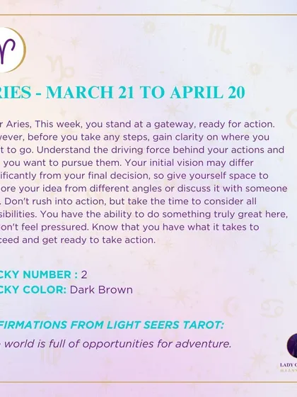 This week's tarot guidance for Aries. You stand at a gateway, ready for action. Gain clarity on where you want to go and why before you take any steps.