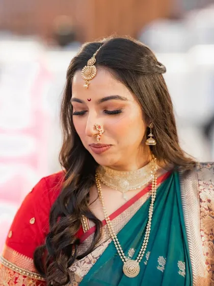 A close-up of the soft and minimal makeup look, perfect for a guest who wants an elegant and understated style.